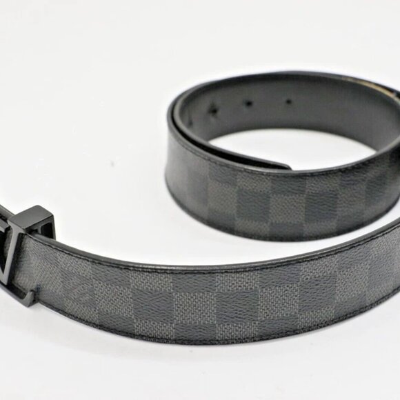 Louis Vuitton Belt Initiales Damier Graphite Black/Grey M9808 Size 90/36 US - Picture 5 of 14